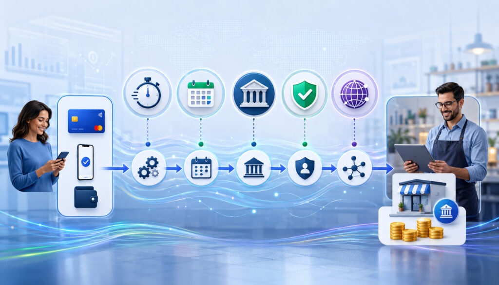Payment settlement timing factors illustration