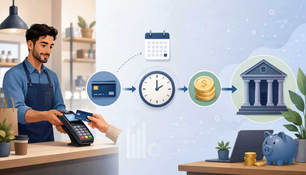 Credit card payment settlement illustration