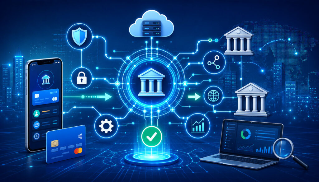 Banking payment API features illustration