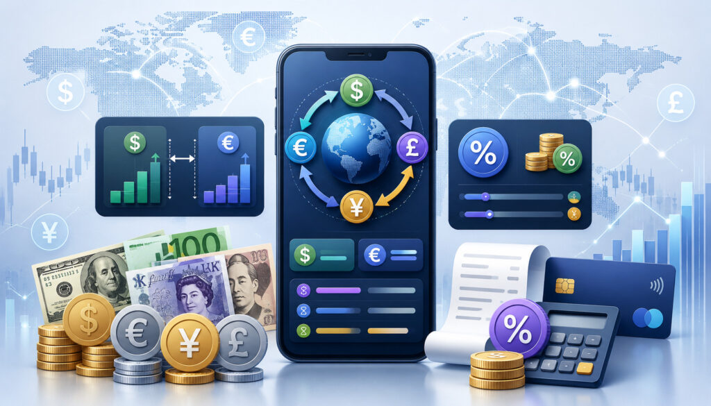 Exchange rate spreads and conversion fees illustration